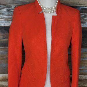 Zara Basic 100% Cotton Orange Textured Working Cuffs Blazer Jacket Size S